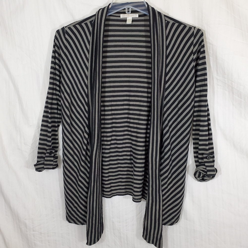 Black & Grey Drape Front Maria Gabrielle Cardigan